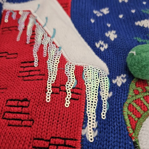 Ugly Christmas Sweater Snowman 3D Adult Size Large Light Up Jolly Sweaters Works - Picture 10 of 10